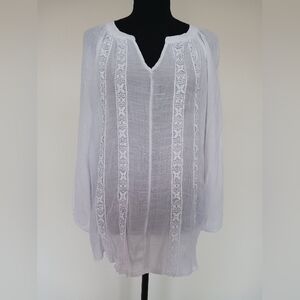 Counterparts White Boho Peasant Blouse Sixe XL EUC